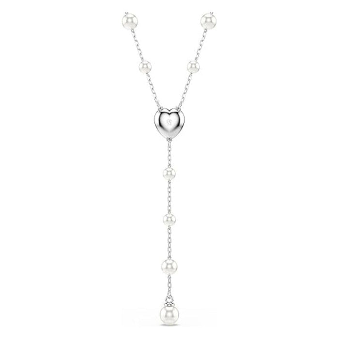 Swarovski Women's Clear Rhodium Finish Ariana Grande Y Style Crystal And Pearl Necklace - 5720855