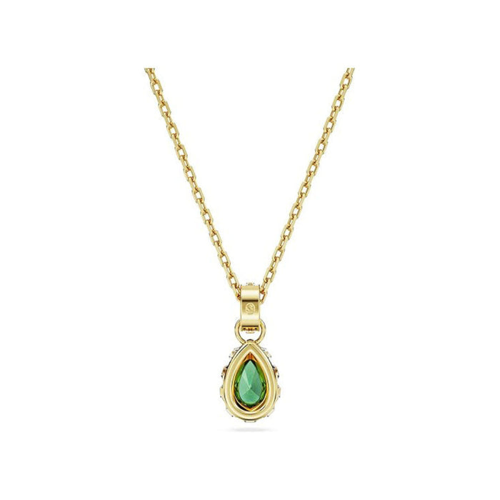 Swarovski Women's Green Pear-Cut Center Crystal with Clear Crystal Detail in Gold-Tone Finished Setting Stilla Pendant Necklace - 5648751