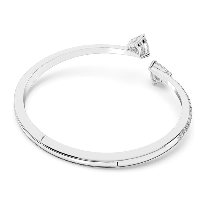 Swarovski From The Attract Soul Collection Women's Heart-Shaped Clear Crystals on a Rhodium Finish Cuff Medium Size Mesmera Bangle Bracelet - 5518814