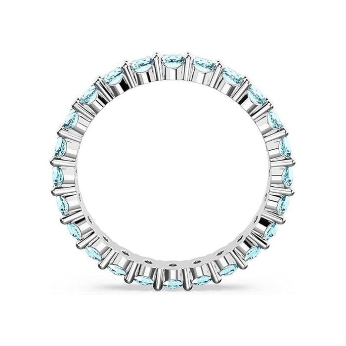Swarovski Part of the Matrix Vittore Collection Women's Aquamarine-Blue Crystals on a Rhodium Finished Band Size 9 Matrix Vittore Ring - 5658673