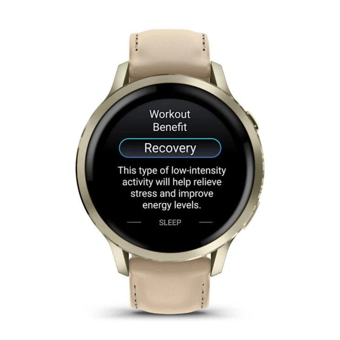 Garmin Venu® 4 - 41mm Unisex Lunar Gold With Bone Silicone Band/Light Sand Leather Band Bright And Colorful Display Built-in Flashlight 10 Days Of Battery Life Advanced Health And Fitness GPS Smartwatch - 010-03013-03