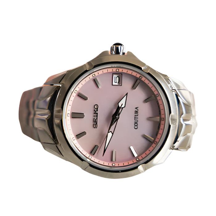 Seiko Coutura Collection Women's Pink Dial Silver Stainless Steel Strap Quartz Watch - SUR585