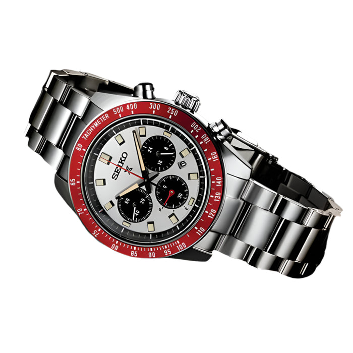 Seiko Prospex Speedtimer Solar Chronograph U.S. Special Edition Men's White Dial White Stainless Steel Band Solar Quartz Watch - SSC945