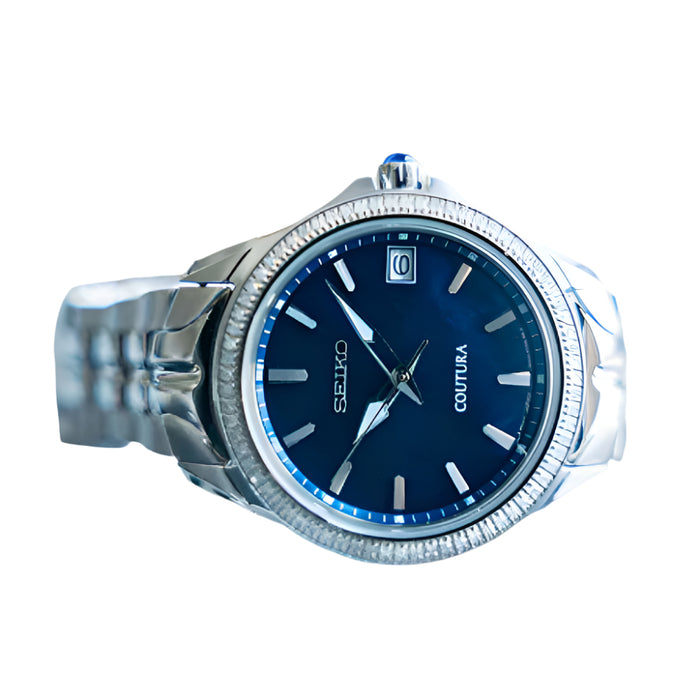 Seiko Coutura Collection Women's Blue Dial Silver Stainless Steel Band Quartz Watch - SUR591