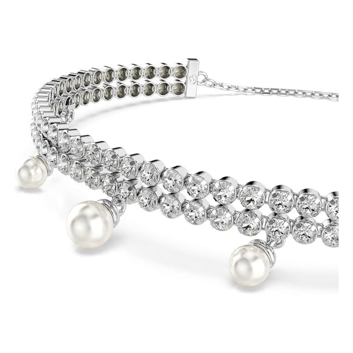Swarovski Women's Clear Crystal & Pearls Rhodium Finish Ariana Grande Bracelet - 5720870