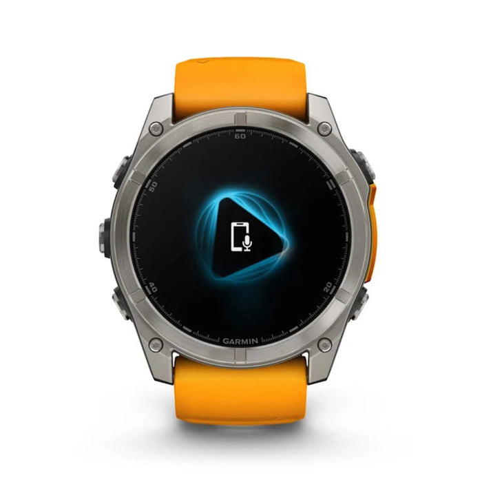 Garmin fēnix 8 Unisex Titanium with Spark Orange/Graphite Band Amoled Sapphire Long-Lasting Battery Life Dive-Rated Built-in LED Flashlight 51 Millimeters Premium Multisport GPS Smartwatch - 010-02905-10