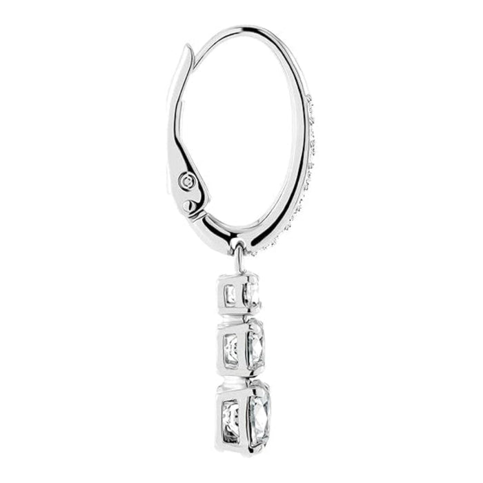 Swarovski Women's White Crystals On A Rhodium Plated Setting Stilla Attract Trilogy Drop Pierced Earrings - 5416155