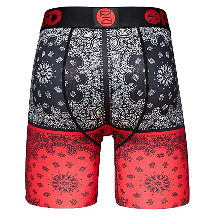 PSD Men's Black Bandana Split Boxer Briefs Large Underwear - 221180062-BLK-L