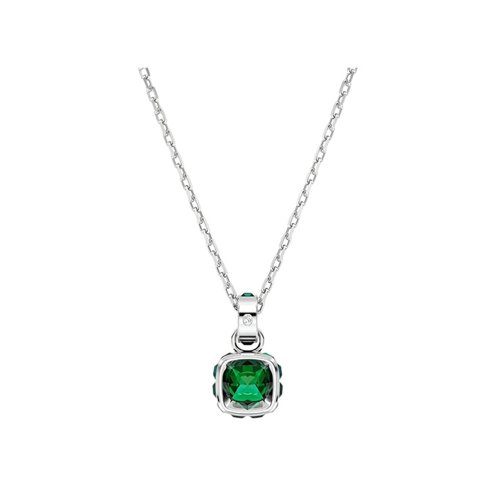 Swarovski Women's Green Square-Cut Stone and Crystals in a Rhodium-Finished Setting August Birthstone Pendant Necklace - 5651706