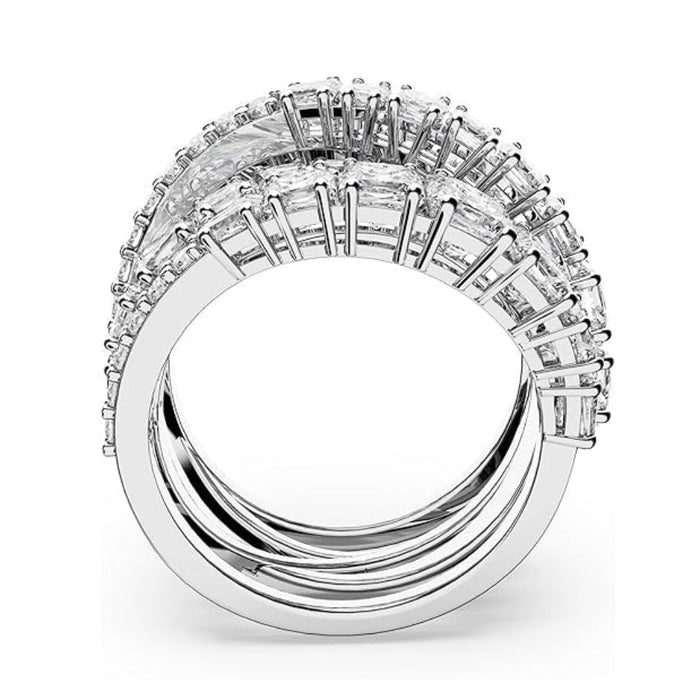 Swarovski Women's Clear Cubic Zirconia Rhodium Finished Size 5 Mixed Cut Hyperbola Ring - 5584656