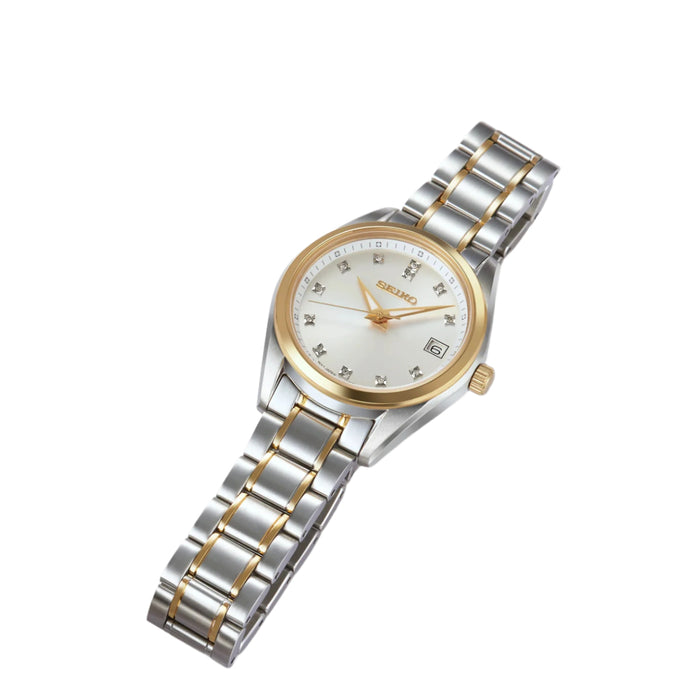 Seiko Women's Silver Dial Two-tone Stainless Steel Band Analog Quartz Watch - SUR582