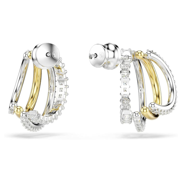 Swarovski Women's Clear Cubic Zirconia Mixed Metal Finish Mini Hyperbola Hoop Earrings - 5689718