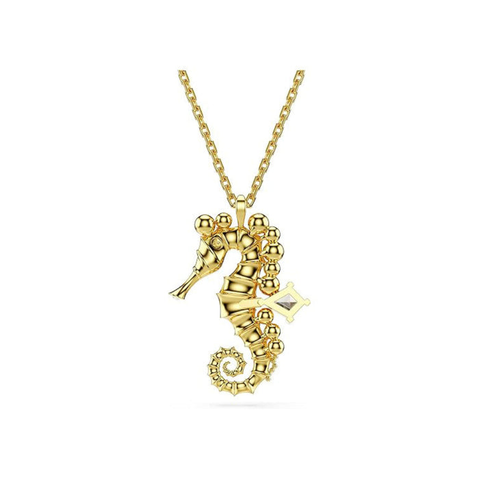 Swarovski Women's Blue Seahorse Pendant with Crystal Pearls and Clear Round-Cut Crystals in a Gold-Tone Finished Setting Pendant Necklace - 5690874