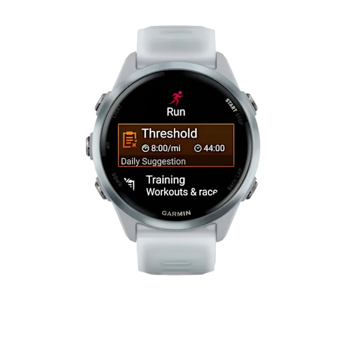 Garmin® Forerunner® 570 42 MM Unisex Cloud Blue Aluminum With Translucent Whitestone/Cloud Blue Band AMOLED Display Training And Recovery Features Advanced GPS Running And Triathlon Smartwatch - 010-02970-01