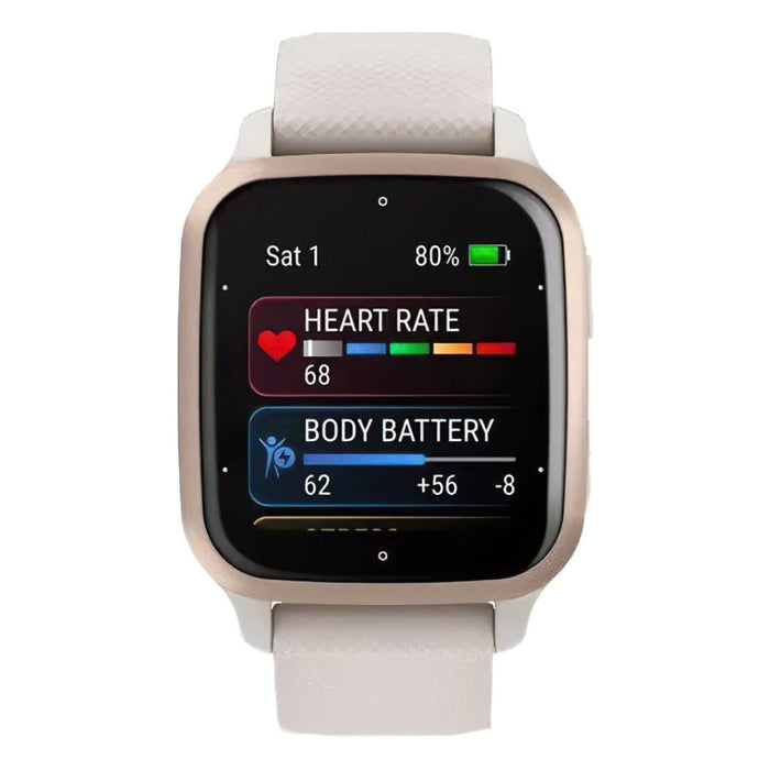 Garmin Venu Sq 2 Peach Gold and Ivory Music Edition All-Day Health Monitoring Long-Lasting Battery Life GPS Smartwatch - 010-02700-01