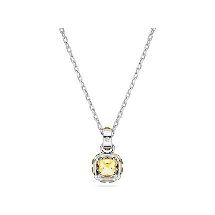 Swarovski Women's Yellow Square-Cut Stone and Crystals in a Rhodium-Finished Setting November Birthstone Pendant Necklace - 5651792