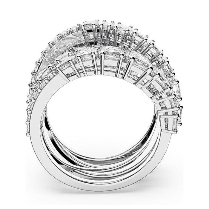 Swarovski Women's Clear Cubic Zirconia Rhodium Finished Size 7 Mixed Cuts Hyperbola Ring - 5580952