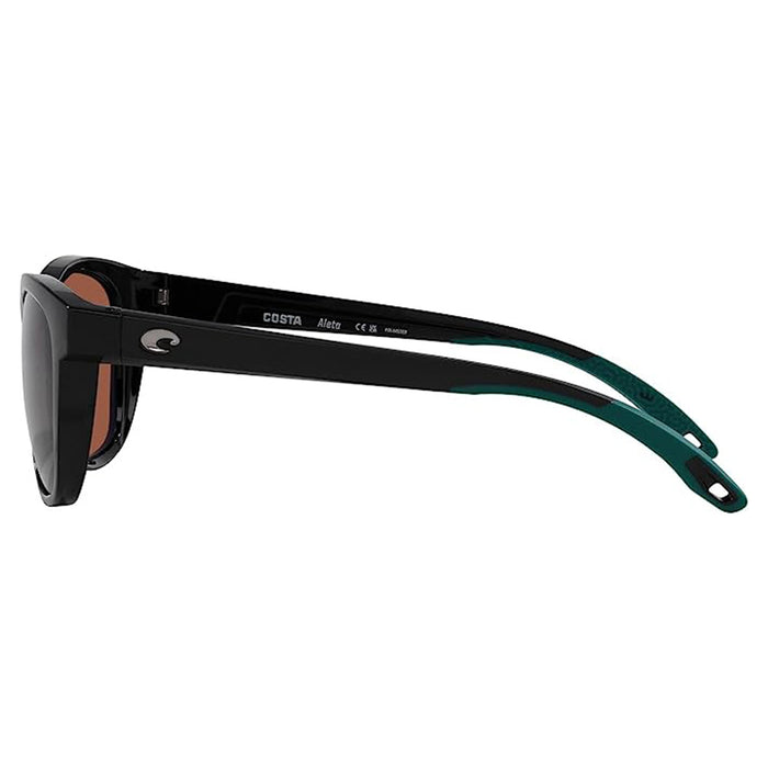 Costa Del Mar Women's Black Frame Copper Lens Polarized Aleta Round Sunglasses - 06S9108-910807-54