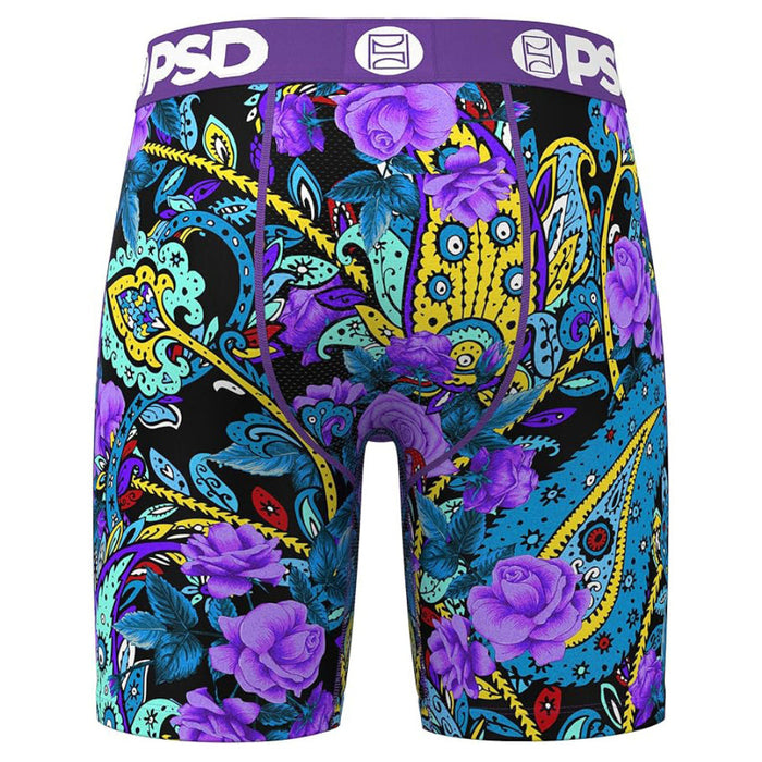 PSD Men's Multicolor Violet Paisley Boxer Briefs Small Underwear - 324180073-MUL-S
