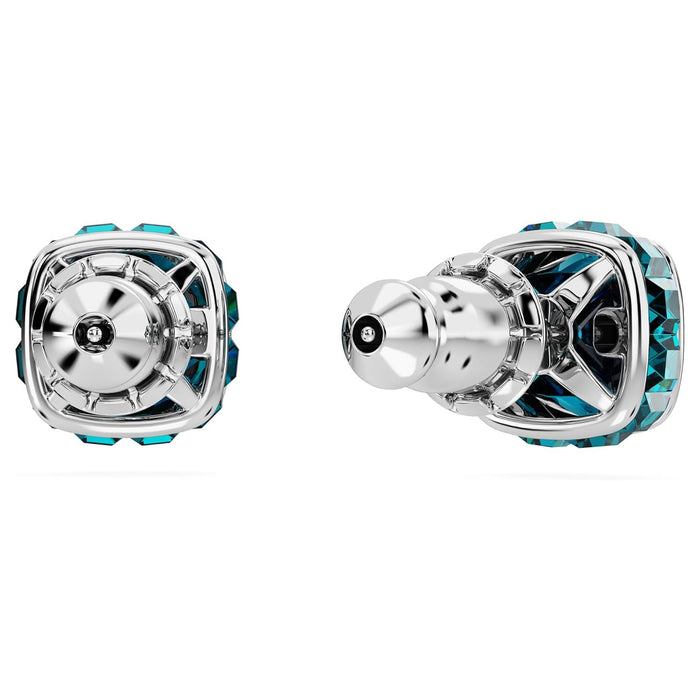 Swarovski Women's Blue Square-Cut Stone and Crystals in a Rhodium-Finished Setting December Birthstone Stud Earrings - 5660796