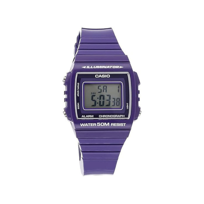 Casio Men's Gray Dial Purple Resin Band Digital Quartz Watch - W-215H-6AVDF