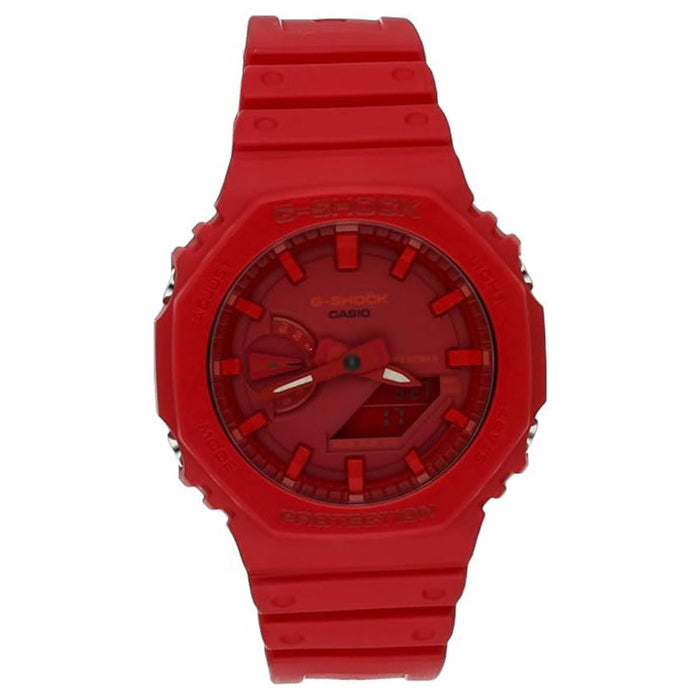 Casio Men's Red Dial Red Resin Band Analog G-Shock Quartz Watch - GA-2100-4ADR