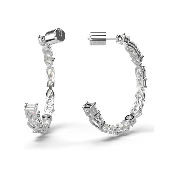 Swarovski Women's Clear Mixed-Cut Stones In A Rhodium Finished Setting Mesmera Hoop Earrings - 5672834