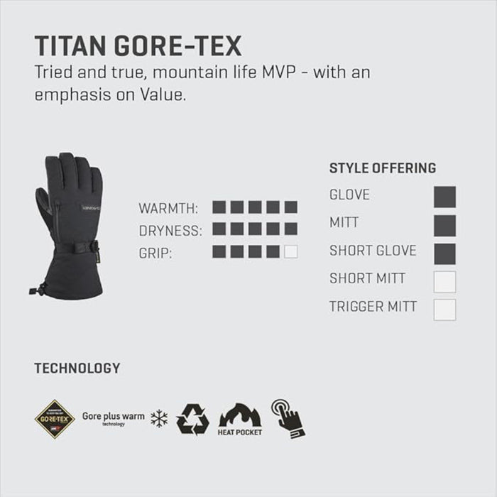 Dakine Men's Rubber Titan Gore-Tex Mitts X-Large Gloves - 10004299-RUBBER-XL