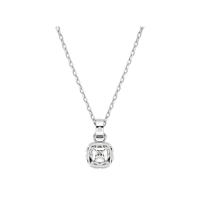 Swarovski Women's Clear Square-Cut Stone and Crystals in a Rhodium-Finished Setting April Birthstone Pendant Necklace - 5651704