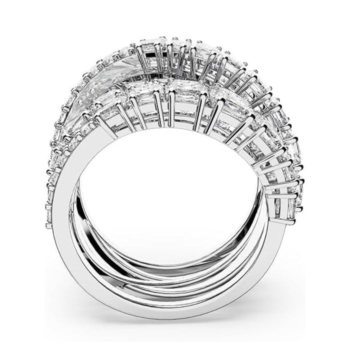Swarovski Women's Clear Cubic Zirconia Rhodium Finished Size 9 Mixed Cuts Hyperbola Ring - 5584654