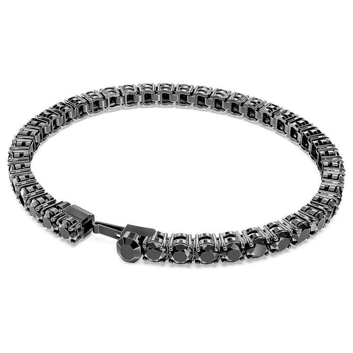 Swarovski Women's Black Round-Cut Stones in a Ruthenium Finished Setting Medium Size Matrix Tennis Bracelet - 5664196