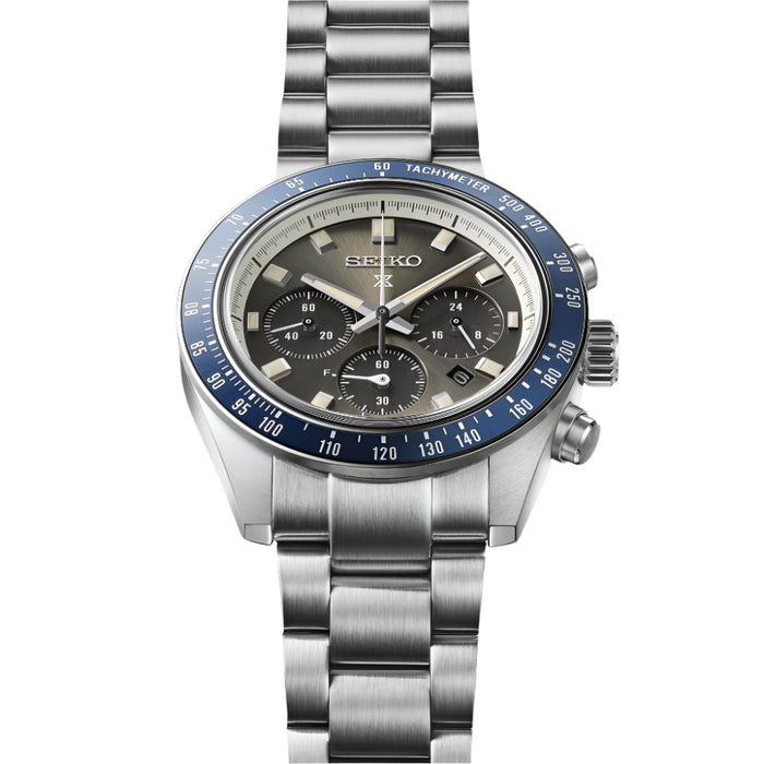 Seiko Prospex Speedtimer Men's Grey Dial Silver Stainless Steel Band Analog Solar Watch - SSC939