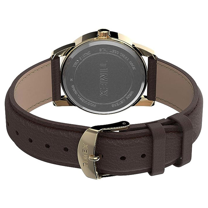 Timex Men's White Dial Brown Leather Band Easy Reader Quartz Watch - TW2U71500