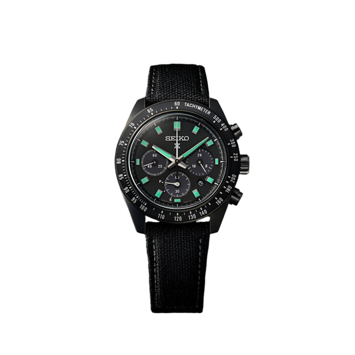 Seiko Prospex Speedtimer Men's Gray Dial Black Combination Nylon/Leather Strap Solar Chronograph Watch - SSC923