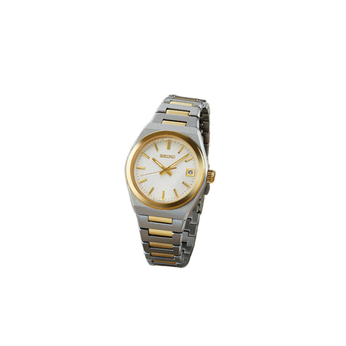 Seiko Women's White Dial Two-tone Stainless Steel Band Analog Quartz Watch - SUR578
