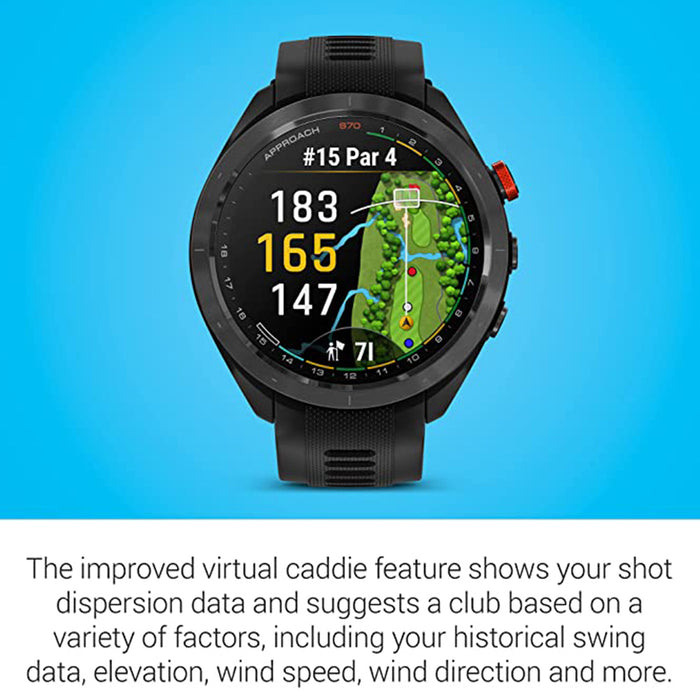 Garmin Approach S70 Black Ceramic Bezel with Black Silicone Band 47mm Premium GPS Golf Watch - 010-02746-02