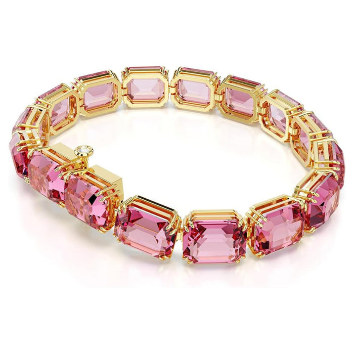 Swarovski Women's Pink Octagon-Cut Crystals in a Gold-Tone Finished Setting Millenia Bracelet - 5683428