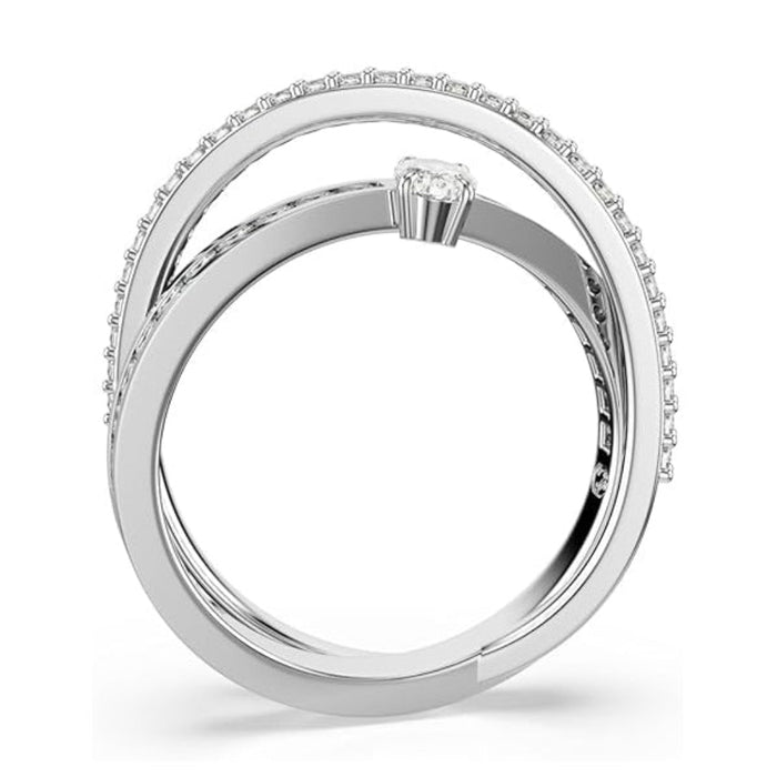 Swarovski Women's Clear Cubic Zirconia Rhodium Finished Size 5 Mixed Cuts Hyperbola Ring - 5691228