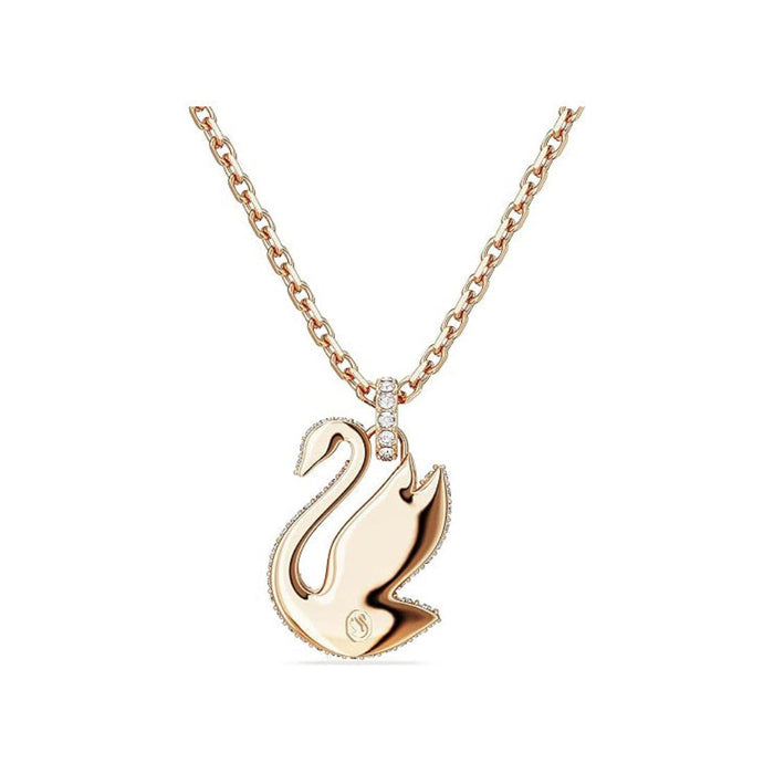 Swarovski Women's Pink Crystal Pavé on rose-gold tone Plated Chain Swan Pendant Necklace - 5647552