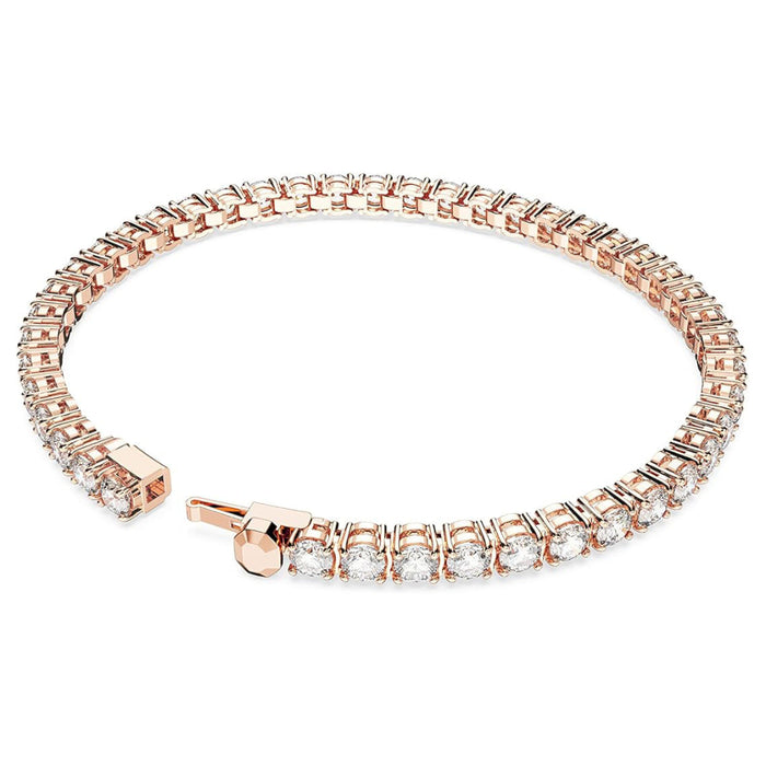 Swarovski Part of the Matrix Tennis Collection Women's Round Clear Stones on Gold-Tone Finished Band Small Size Matrix Tennis Bracelet - 5657657