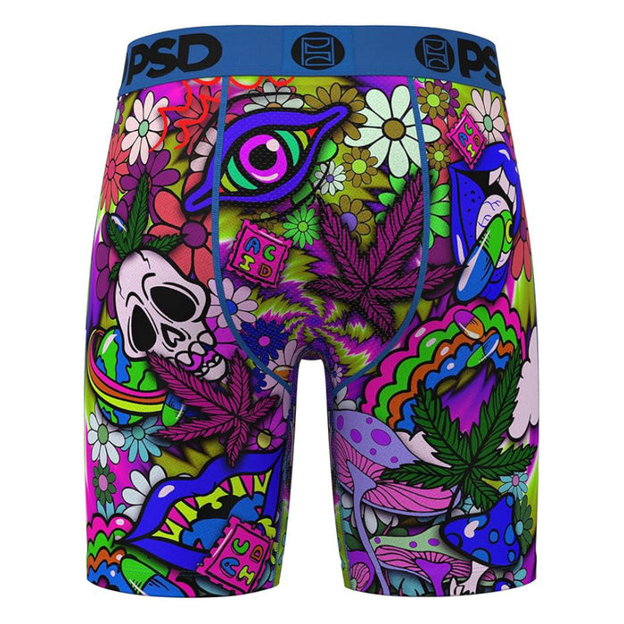 PSD Men's Multicolor Buzz Budz 7 Inch Inseam Moisture-Wicking 4-Way Stretch Boxer Briefs Large Underwear - 424180089-MUL-L