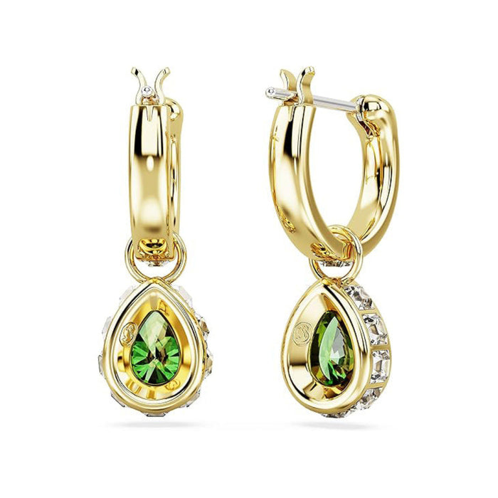 Swarovski Women's Green Pear-Cut Stones in a Gold-Tone Finished Setting Chroma Drop Earrings - 5662922
