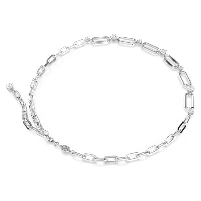 Swarovski Women's Metal Chain-Link Motif and Clear Round-Cut Crystals in a Rhodium-Finished Setting Constella Necklace - 5683360