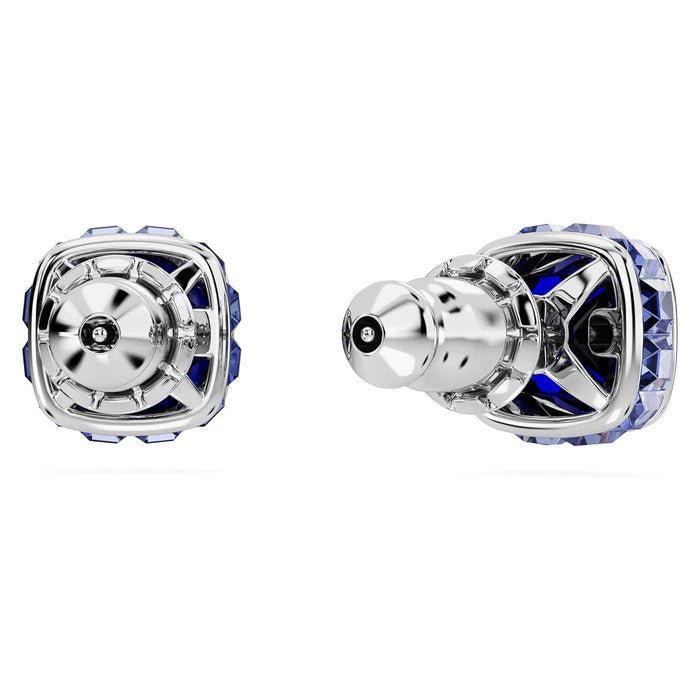 Swarovski Women's Blue Square-Cut Stone and Crystals in a Rhodium-Finished Setting September Birthstone Stud Earrings - 5660803