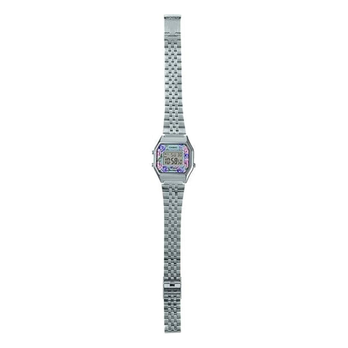 Casio Women's Gray Dial Silver Stainless Steel Band Digital Quartz Watch - LA680WA-4CDF