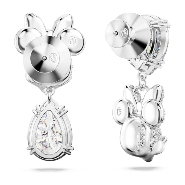 Swarovski Women's Asymmetrical Design White Rhodium Finished Disney Minnie Mouse Drop Earrings - 5668779
