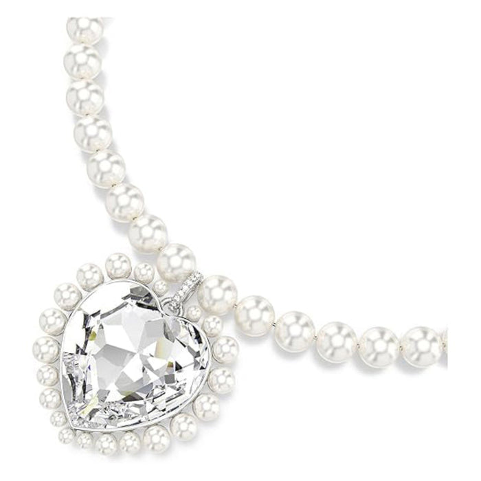 Swarovski Women's Clear Crystal Rhodium Finish Ariana Grande Crystal And Pearl Necklace - 5720858
