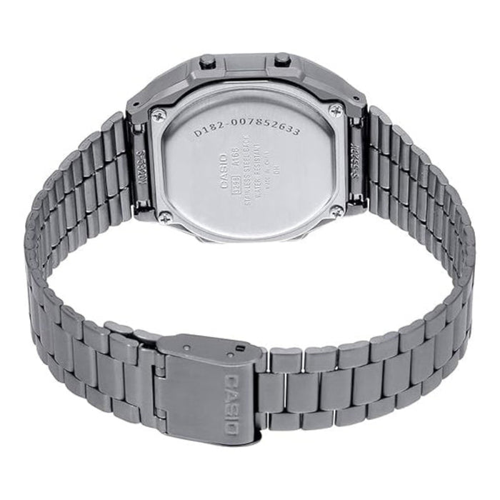 Casio Men's Black Dial Gray Stainless Steel Band Digital Quartz Watch - A168WGG-1BDF