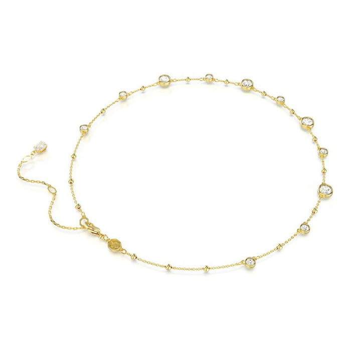 Swarovski Women's Scattered Design With Clear Round-Cut Crystals And Shiny Metal Droplets In A Gold-Tone Finished Setting Imber Necklace - 5680090