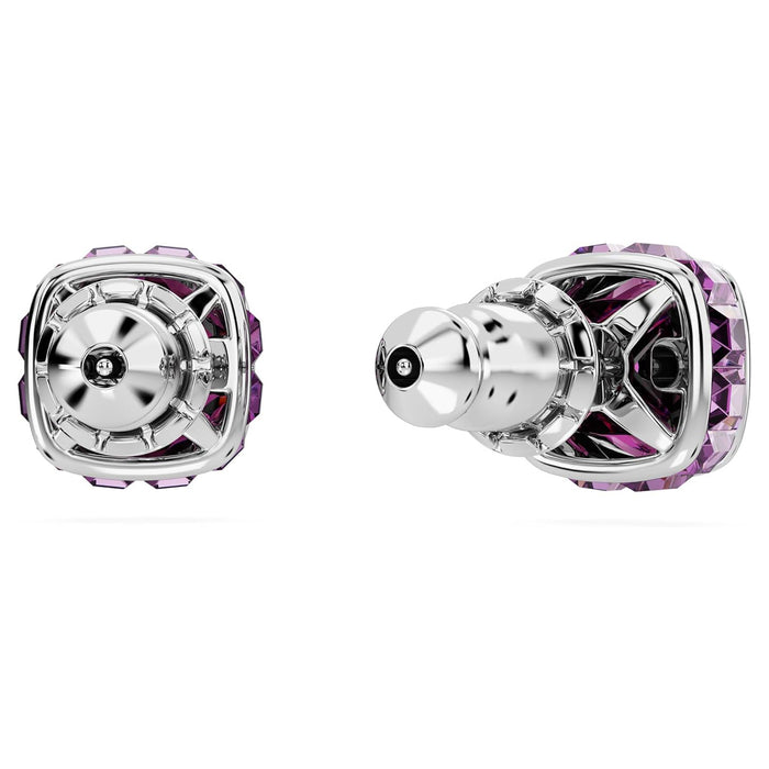 Swarovski Women's Purple Square-Cut Stone and Crystals in a Rhodium-Finished Setting February Birthstone Stud Earrings - 5660797